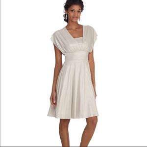White House Black Market Genius Metallic Convertible Champagne Dress Size 16